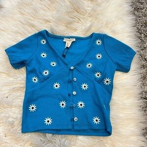 Blue floral crop top